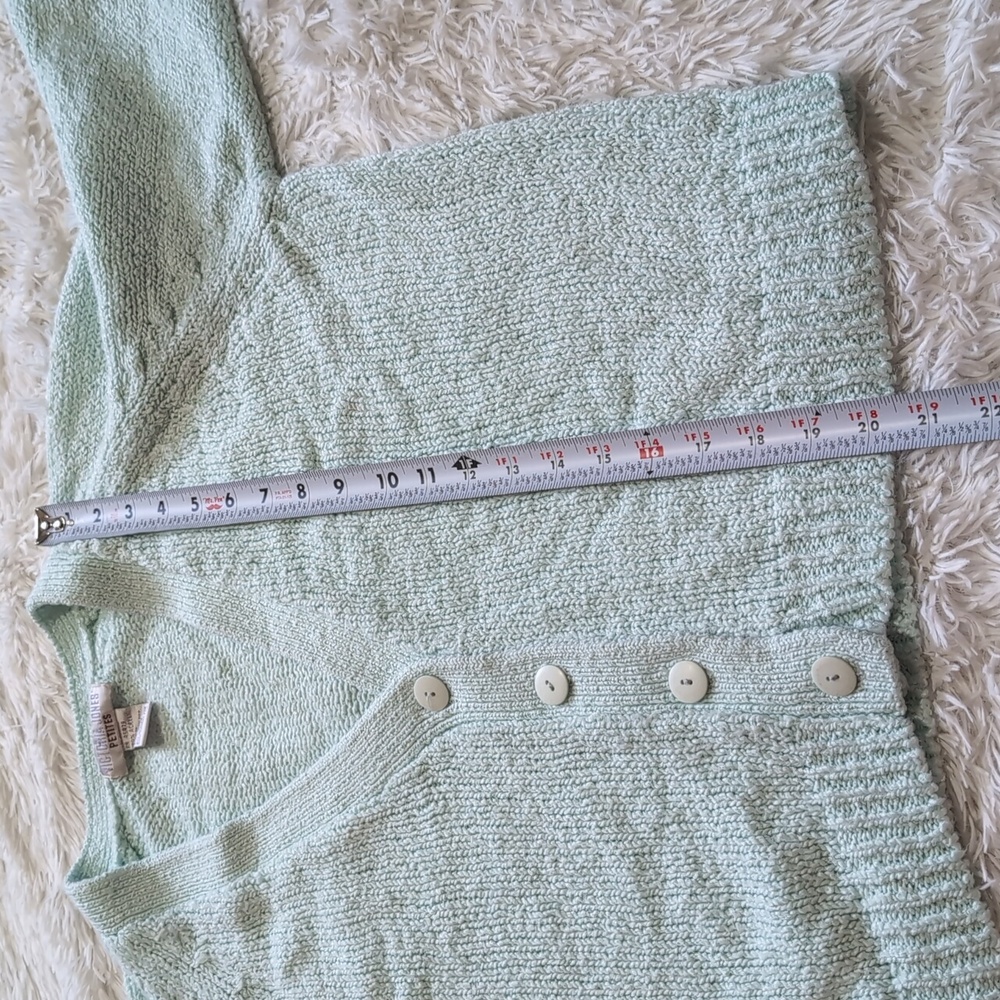 90s Vintage Victoria Jones Mint Knit Button Down Cardigan Petite Medium - Picture 8 of 8